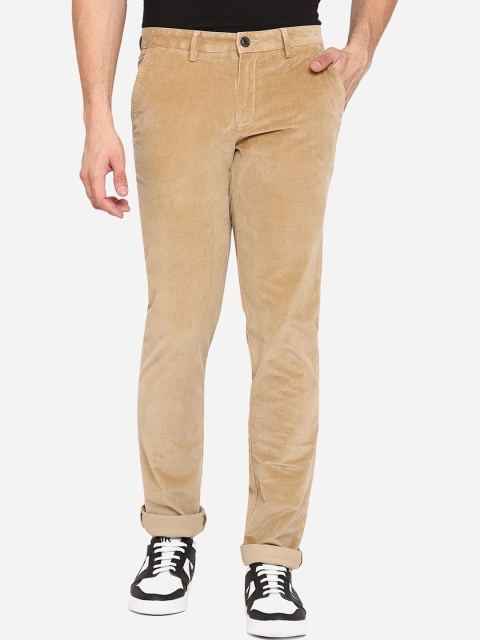 

JADE BLUE Men Beige Slim Fit Wrinkle Free Trousers
