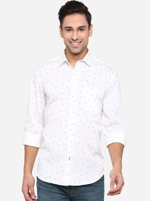 

JADE BLUE Men White Slim Fit Opaque Printed Casual Shirt