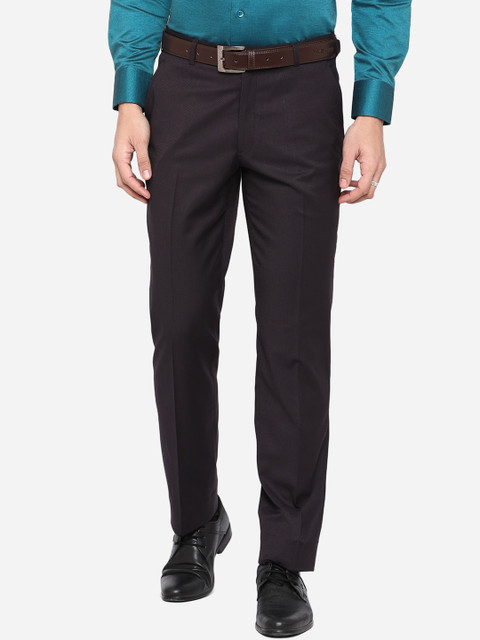 

JADE BLUE Men Maroon Wrinkle Free Formal Trousers