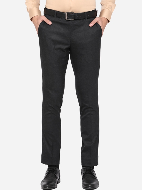 

JADE BLUE Men Black Slim Fit Wrinkle Free Formal Trousers