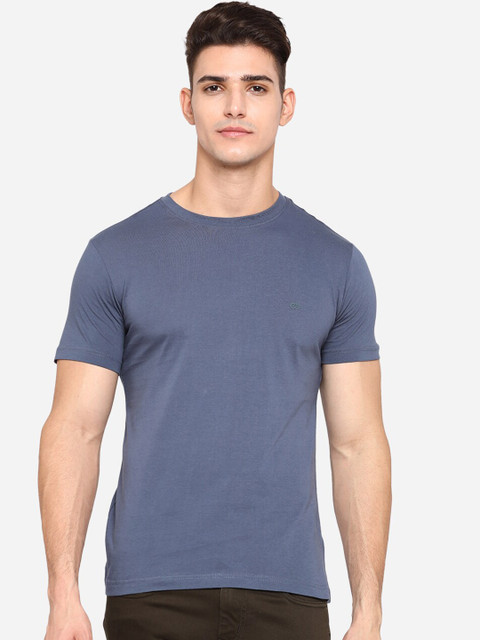

JADE BLUE Men Blue Pure Cotton Slim Fit T-shirt