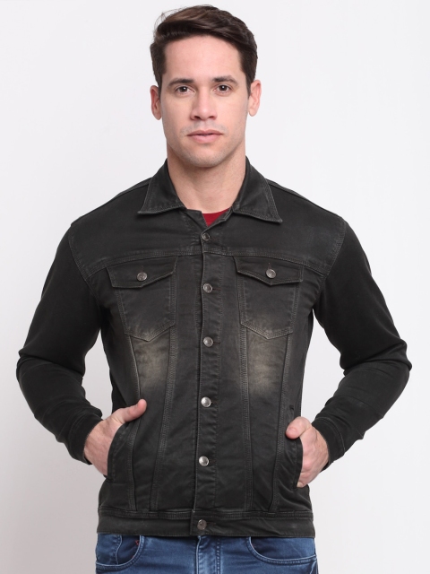 

Rodamo Men Black Washed Denim Jacket