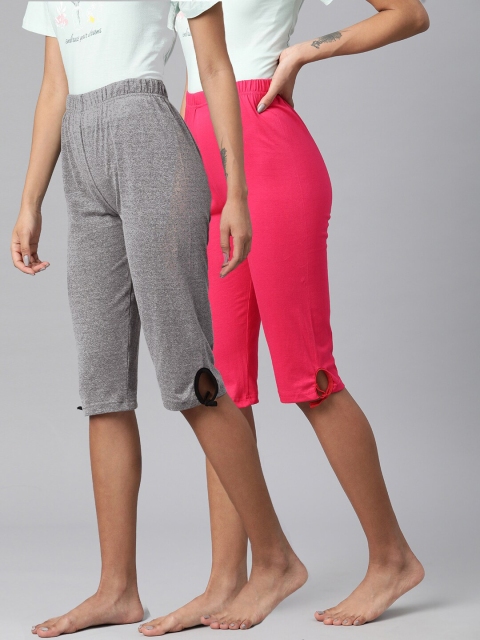 

NOT YET by us Women Grey & Pink Capris