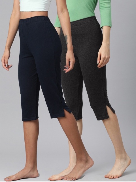 

NOT YET by us Women Pack of 2 Pure Cotton Capris, Blue