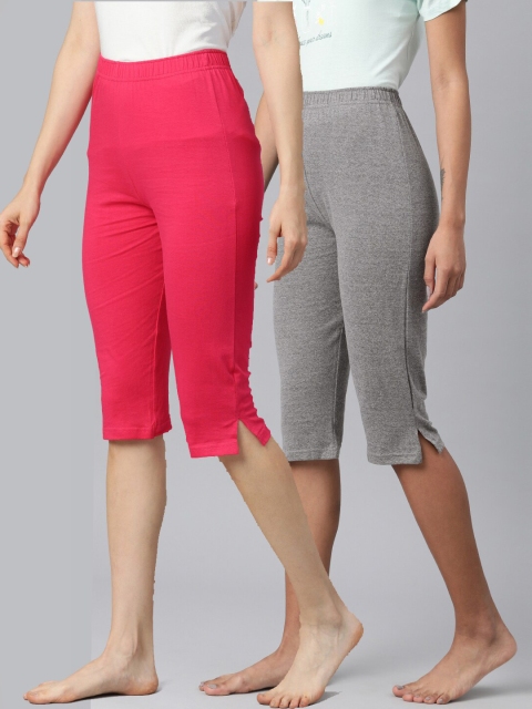

NOT YET by us Women Pack Of 2 Red & Grey Capris