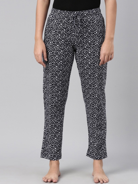 

Go Colors Women Navy Blue & White Printed Cotton Lounge Pants