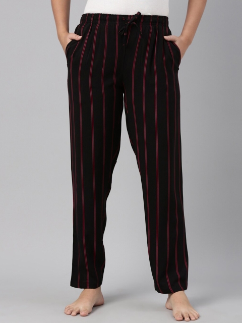 

Go Colors Women Black & Pink Striped Lounge Pants