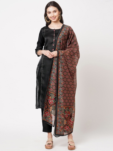 

KAMI KUBI Women Black Printed Unstitched Dress Material