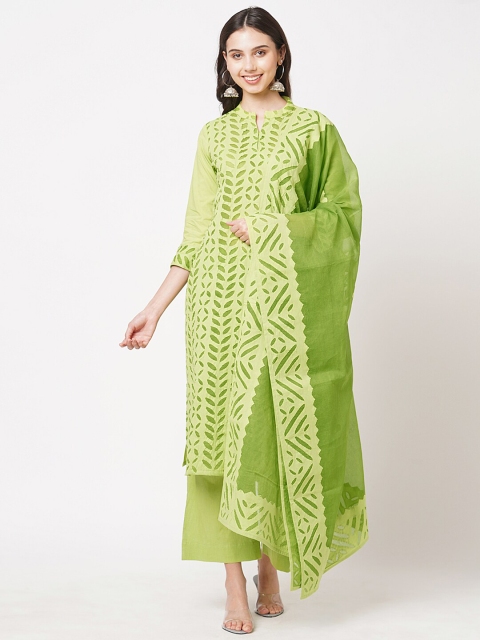 

KAMI KUBI Lime Green Pure Cotton Unstitched Dress Material