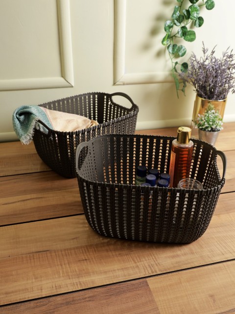 

House Of Accessories Set Of 2 Brown Solid Desk Organisers