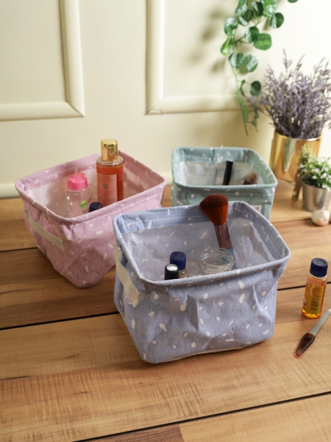 

House Of Accessories Set Of 3 Printed Makeup Organisers, Purple