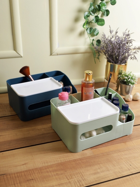 

House Of Accessories Set Of 2 Sea Green & Teal Blue Solid Desk Organisers