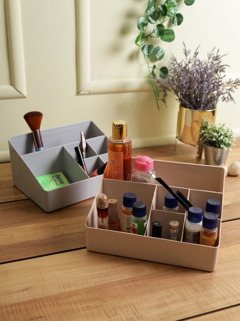 

House Of Accessories Set Of 2 Solid Desk Organisers, Beige