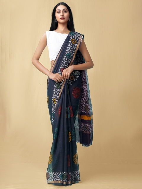 

Unnati Silks Black & White Batik Pure Cotton Kota Saree