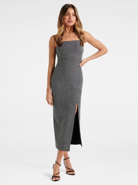 

Forever New Edwina Metallic Stripe Bodycon Midi Dress, Silver