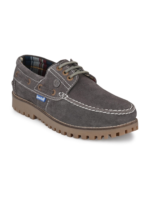 

Eego Italy Men Grey Leather Boat Shoes