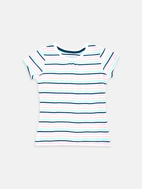 

Pantaloons Junior Girls Multicoloured Striped Polo Collar Pockets T-shirt, Multi