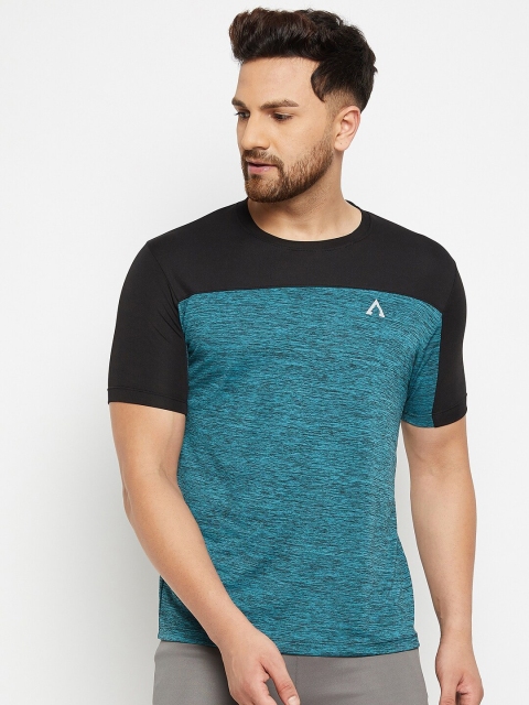 

AUSTIEX Men Blue & Black Colourblocked Sports T-shirt