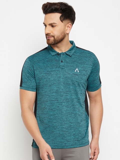 

AUSTIEX Men Teal Green Self Design Polo Collar Sports T-shirt