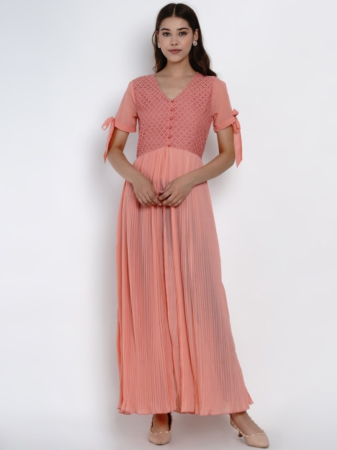 

Texco Pink Floral Georgette Maxi Longline Top
