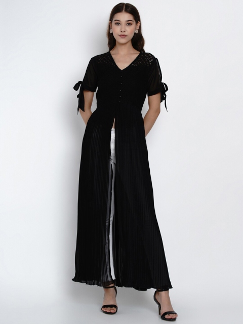 

Texco Black Georgette Maxi Longline Top