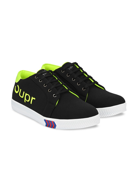 

Azzaro Black Men Black & Florescent Green Colourblocked Sneakers