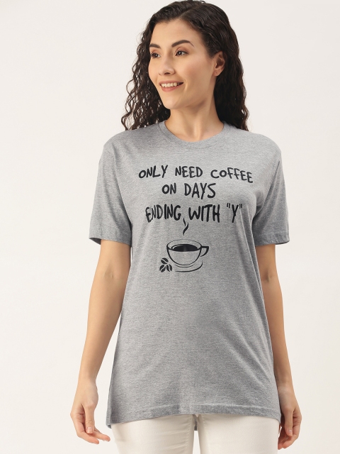 

WTFUNK Women Grey Printed T-shirt