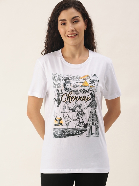 

WTFUNK Women White Printed T-shirt