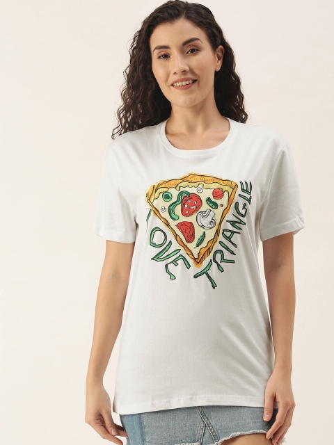 

WTFUNK Women White Printed T-shirt