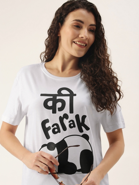 

WTFUNK Women White Printed T-shirt