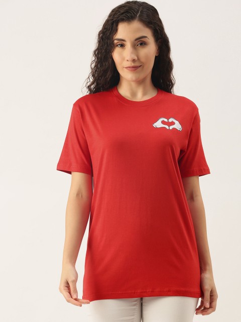 

WTFUNK Women Red Printed T-shirt