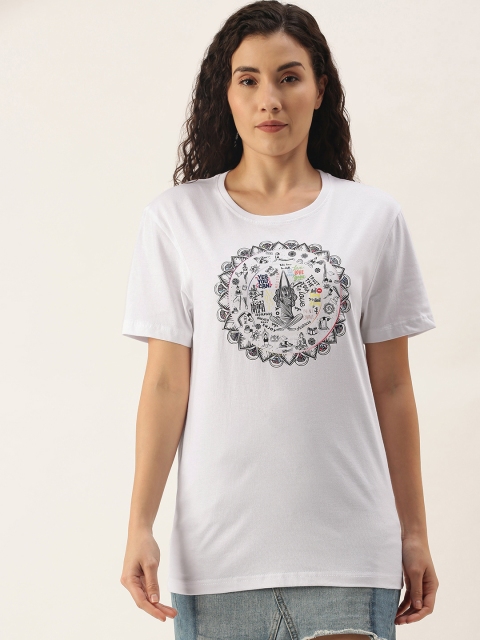 

WTFUNK Women White Printed T-shirt