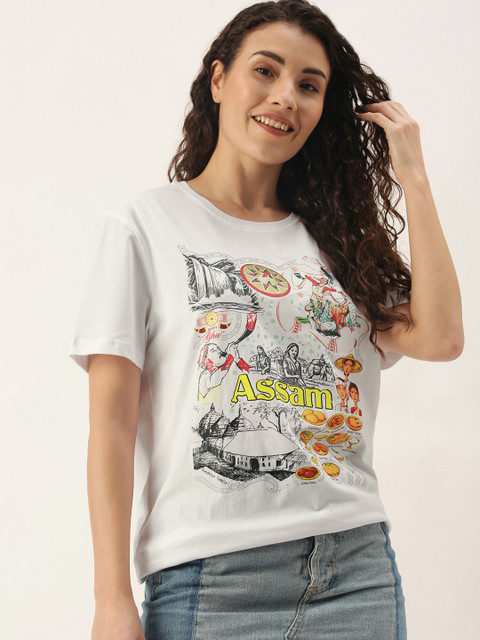 

WTFUNK Women White Printed T-shirt
