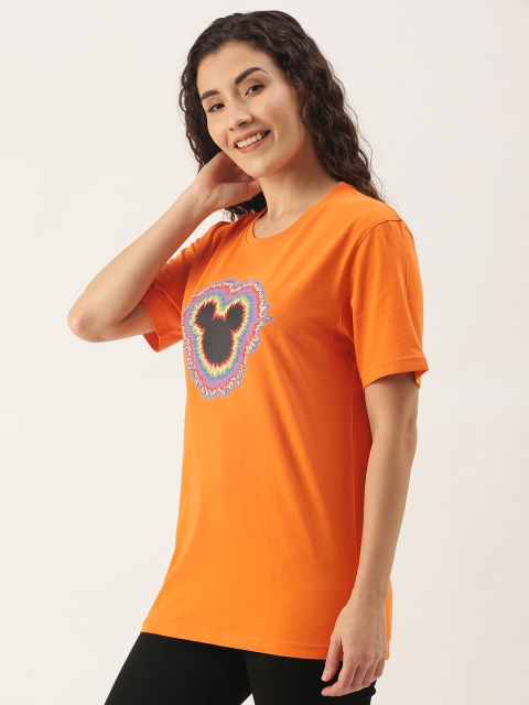 

WTFUNK Women Orange Cotton Printed T-shirt