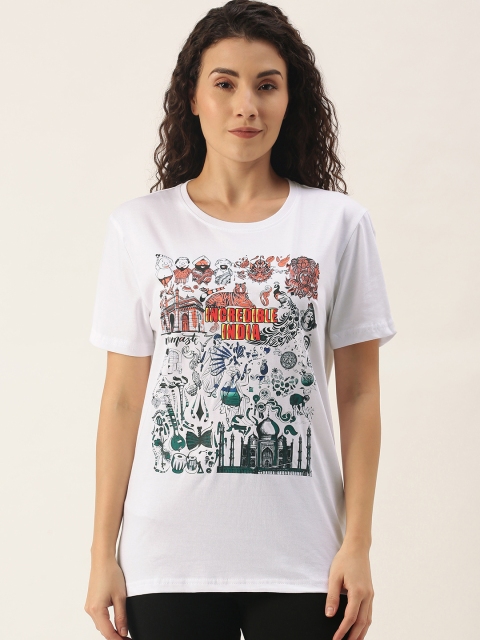 

WTFUNK Women White Printed T-shirt