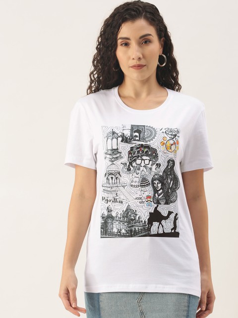 

WTFUNK Women White Printed T-shirt