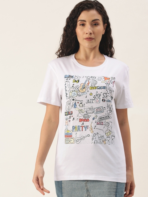 

WTFUNK Women White Printed T-shirt