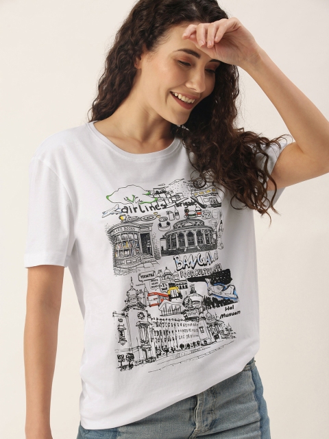 

WTFUNK Women White Printed T-shirt