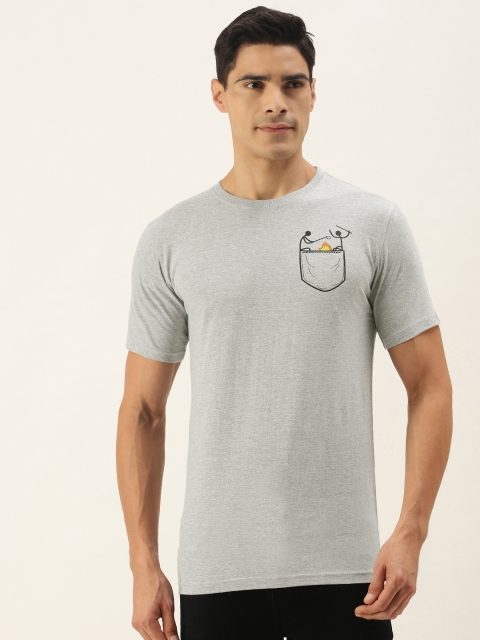 

WTFUNK Men Grey Melange Cotton T-shirt