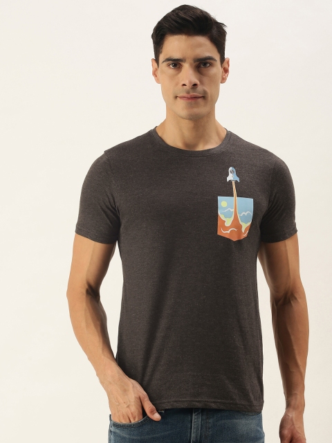 

WTFUNK Men Charcoal Grey Cotton T-shirt