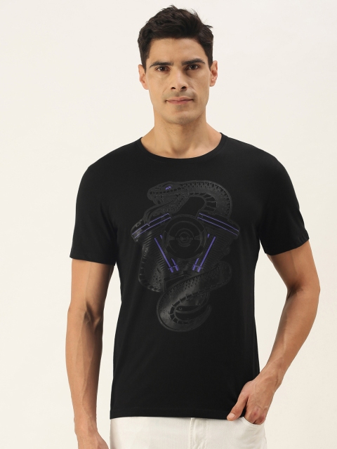 

WTFUNK Men Black Pure Cotton Printed T-shirt