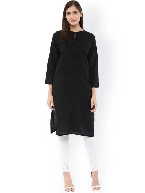 

Abhishti Women Black Solid Straight Kurta