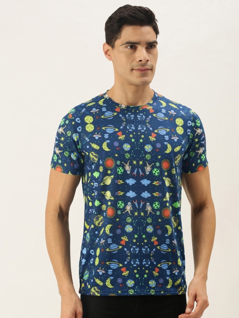 

WTFUNK Men Blue & Green Printed T-shirt