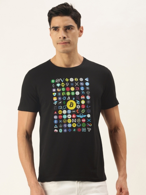 

WTFUNK Men Black Pure Cotton Printed T-shirt