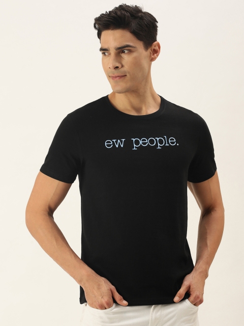 

WTFUNK Men Black Pure Cotton Typography Printed T-shirt
