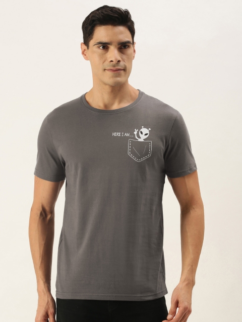 

WTFUNK Men Grey Cotton T-shirt