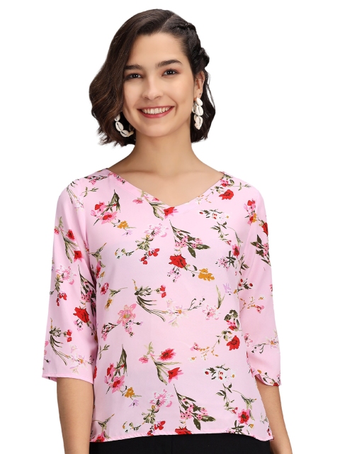 

Ratans Pink Floral Regular Top