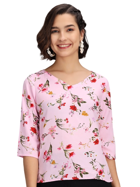 

Ratans Pink Floral Regular Top