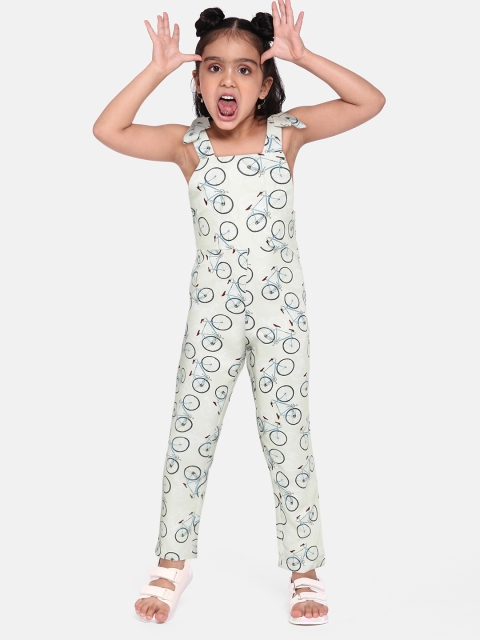 

Yuvraah Girls White Printed Basic Jumpsuit