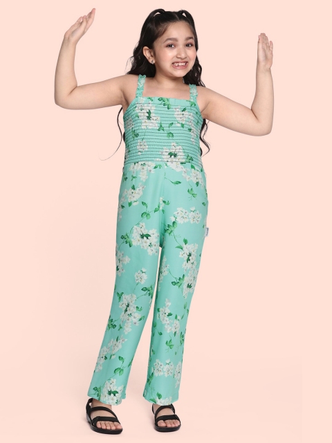 

Yuvraah Girls Green & White Floral Printed Basic Jumpsuit